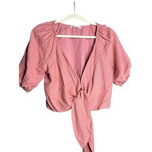 Women’s Abercrombie n Fitch size Small lined short sleeve cropped muted pink Y2K
